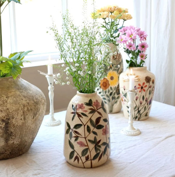 Floral Vase - Cream