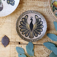 Chartres Tray mosaic w. peacock | beige & mocca