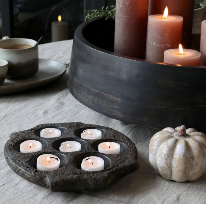 Grimaud Wide Tealight Holder - Antique Black