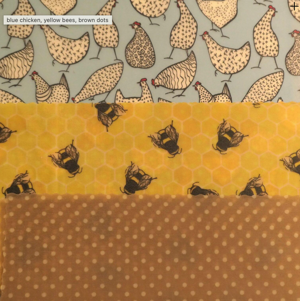 Hanna's Bees Beeswax Wraps Large Kitchen Pack - Bees - Chicks - Spots