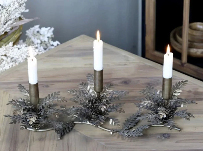 Triple Candlestick - Antique Brass
